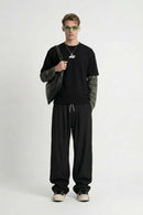Quick-Dry Stretch Wide-Leg Pants - Black