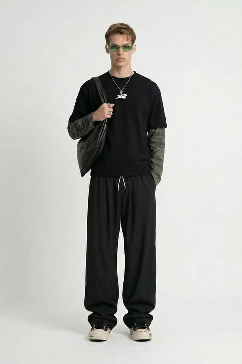 Quick-Dry Stretch Wide-Leg Pants - Black
