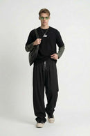 Quick-Dry Stretch Wide-Leg Pants - Black