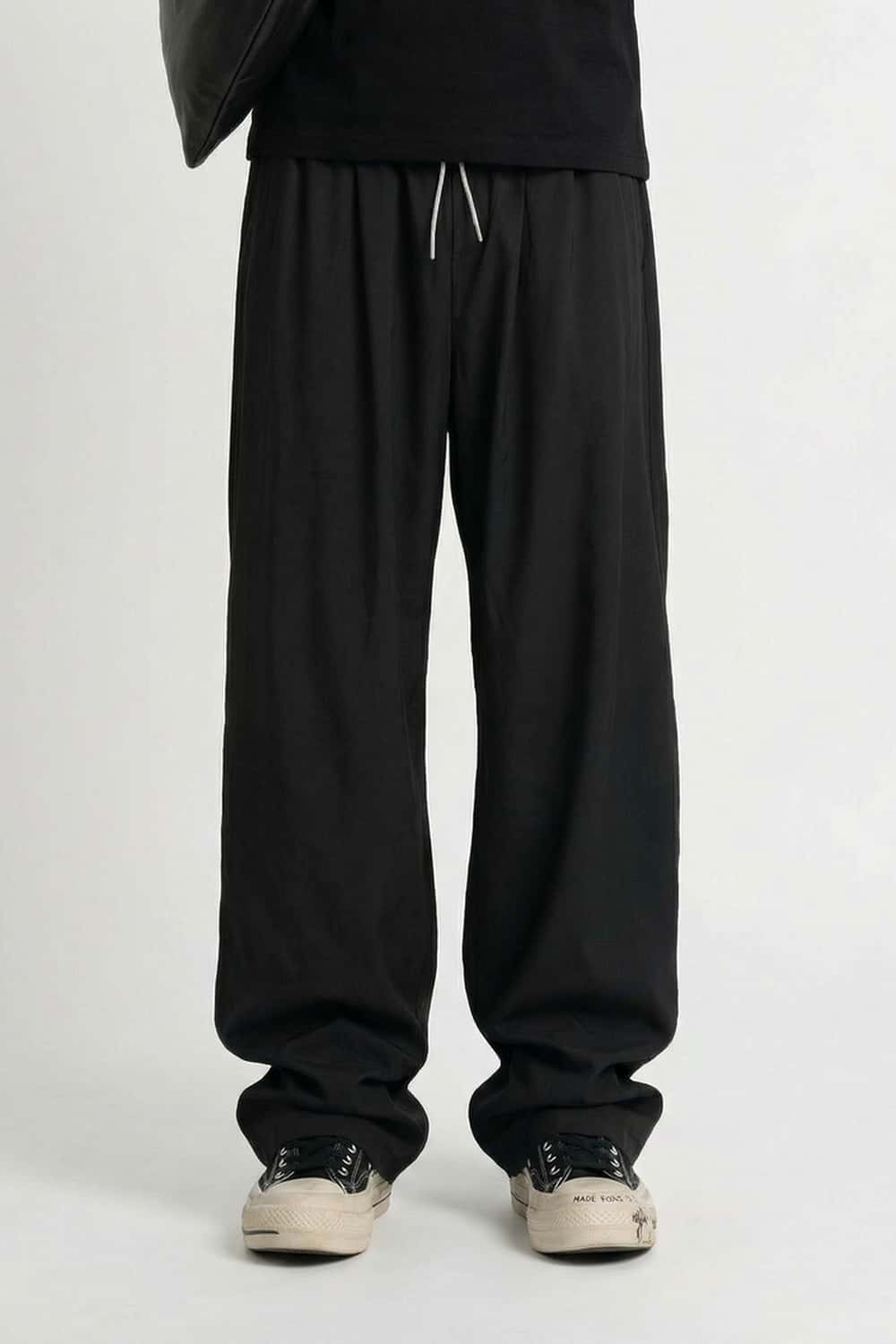 Quick-Dry Stretch Wide-Leg Pants - Black