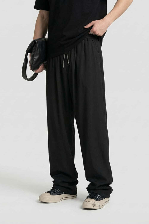 Quick-Dry Stretch Wide-Leg Pants - Black