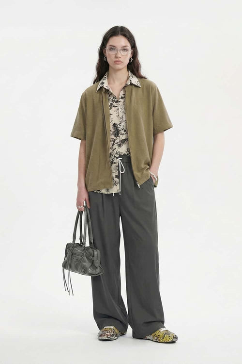 Quick-Dry Stretch Wide-Leg Pants - Dark Gray