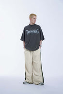 Paneled Drawstring Parachute Pants - Apricot