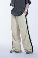 Paneled Drawstring Parachute Pants - Apricot