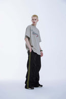 Paneled Drawstring Parachute Pants - Black