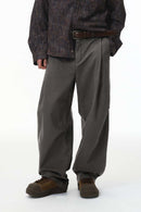 Pleated Wide-Leg Utility Pants - Dark Gray