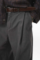 Pleated Wide-Leg Utility Pants - Dark Gray