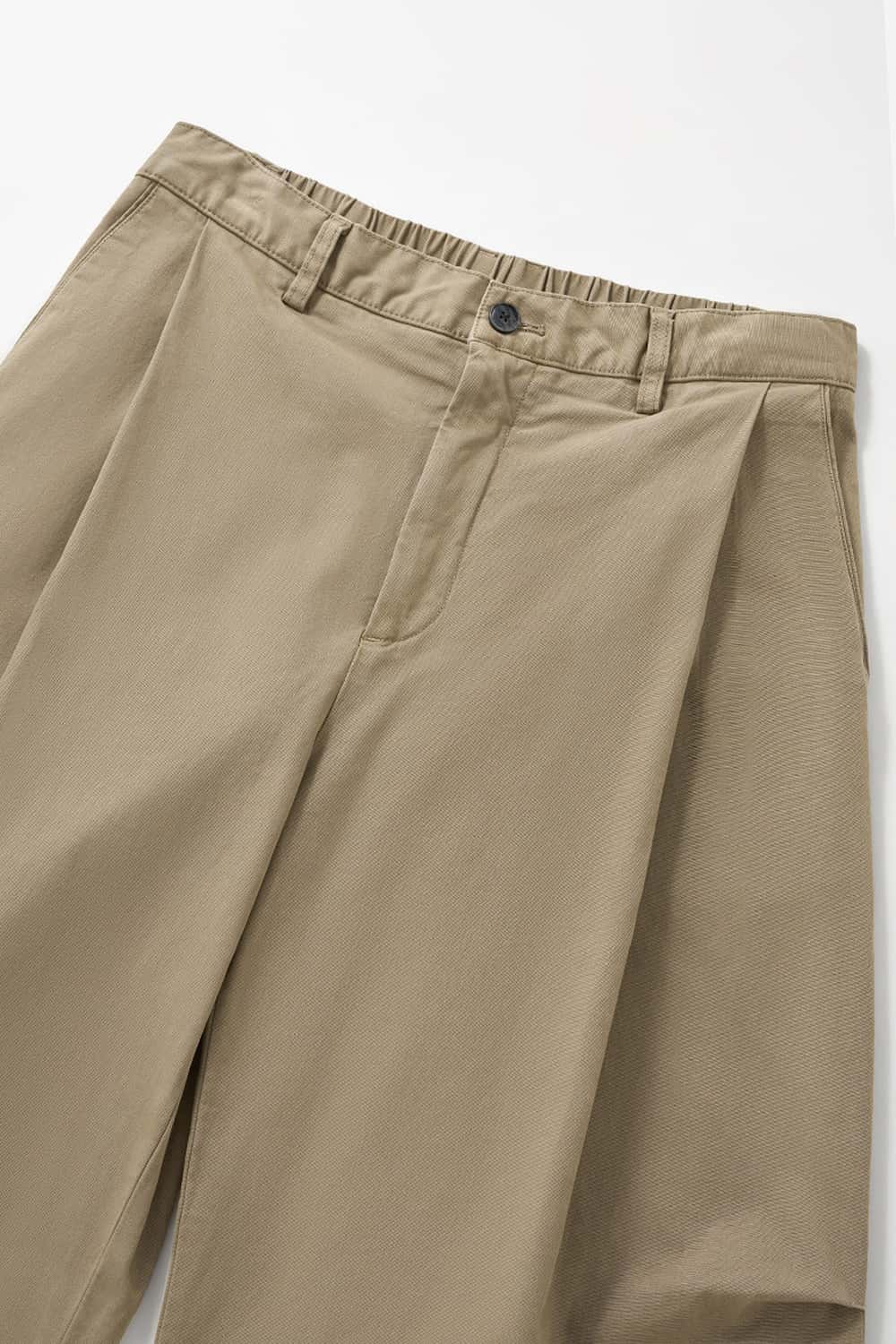 Pleated Wide-Leg Utility Pants - Khaki