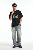Playful Dog Graphic T-Shirt - Black