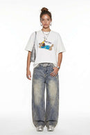 Playful Dog Graphic T-Shirt - White