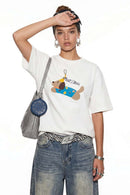 Playful Dog Graphic T-Shirt - White