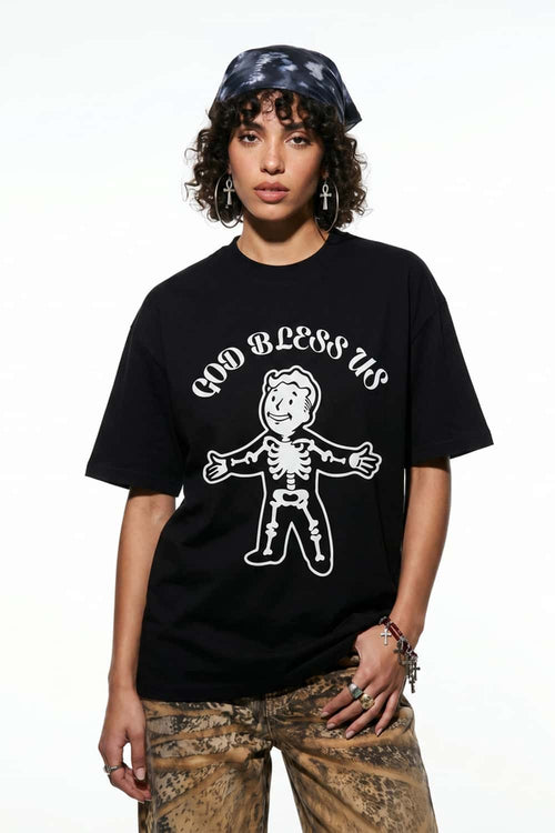 Skeleton Graphic Loose Fit T-Shirt - Black