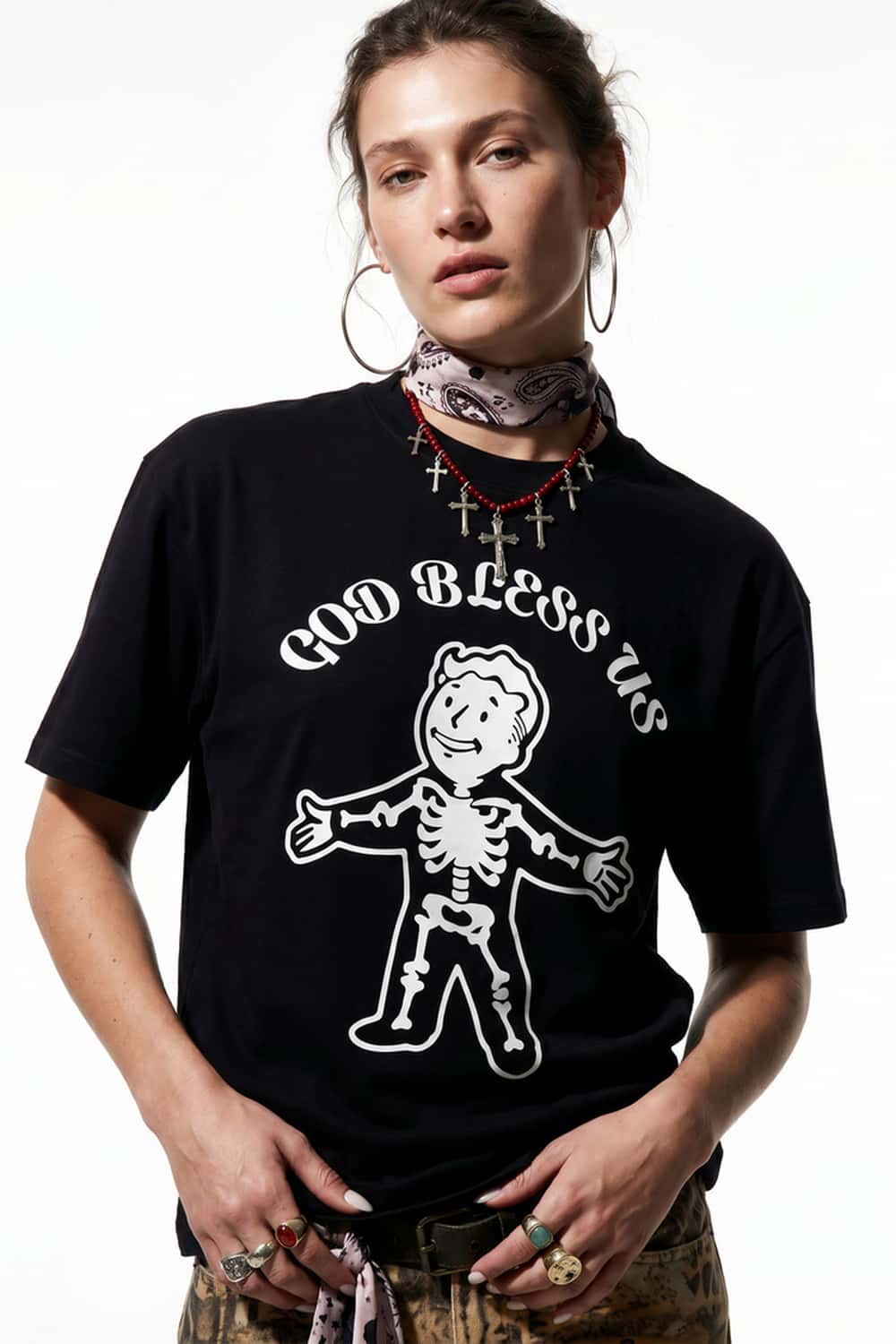 Skeleton Graphic Loose Fit T-Shirt - Black