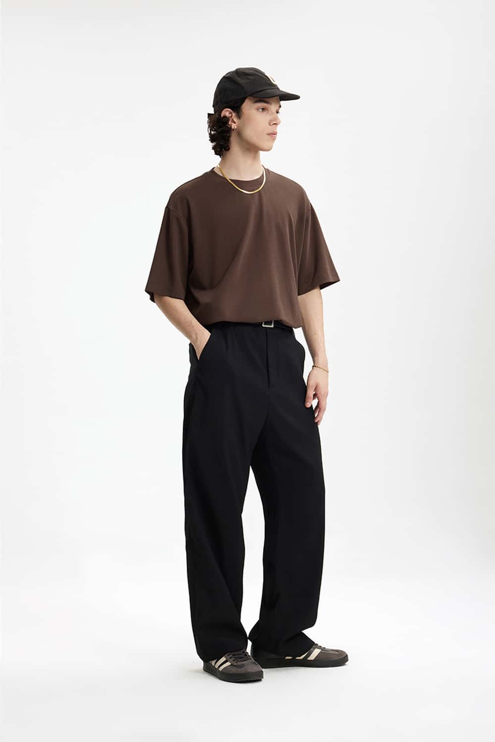 Double-Faced Relaxed T-Shirt - Brown