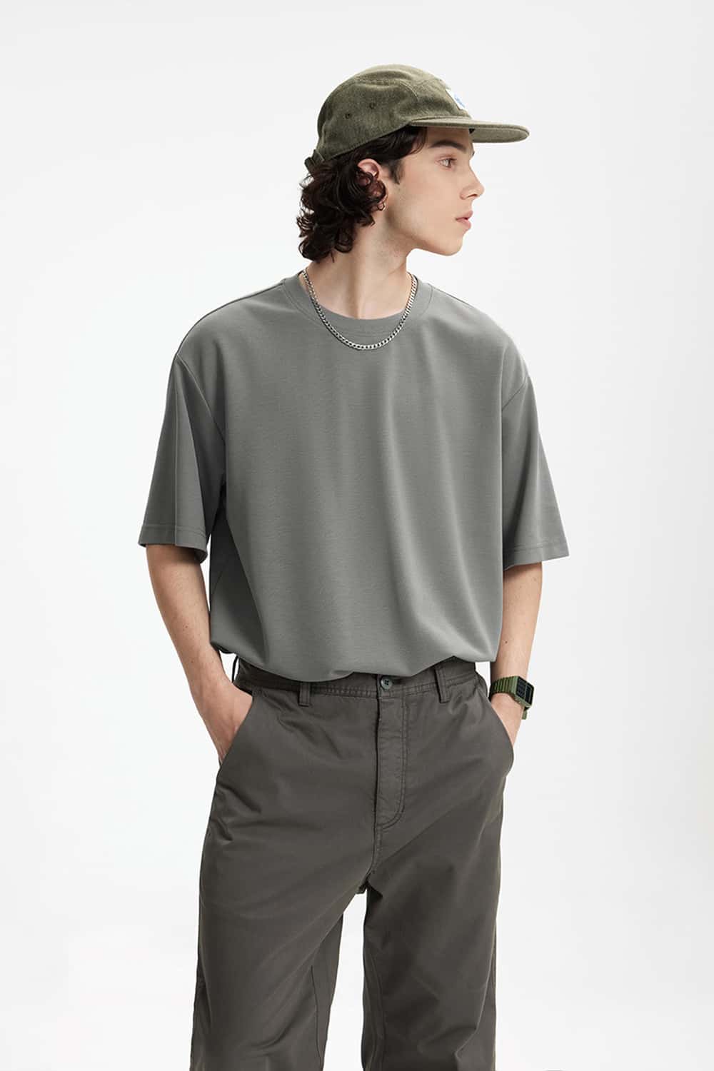 Double-Faced Relaxed T-Shirt - Light Gray