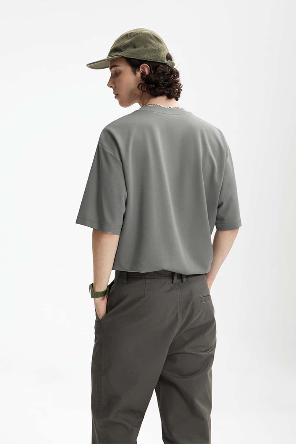 Double-Faced Relaxed T-Shirt - Light Gray