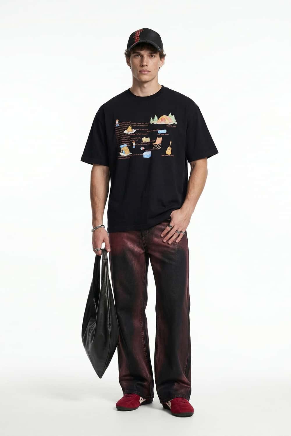 Vintage Camping Graphic T-Shirt - Black