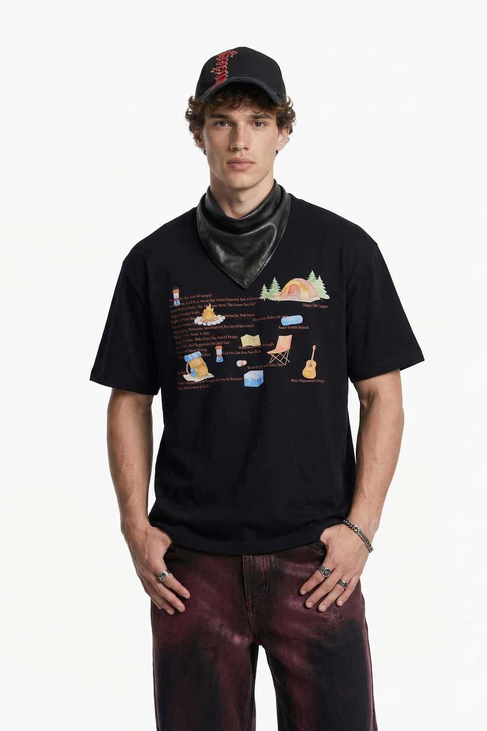 Vintage Camping Graphic T-Shirt - Black