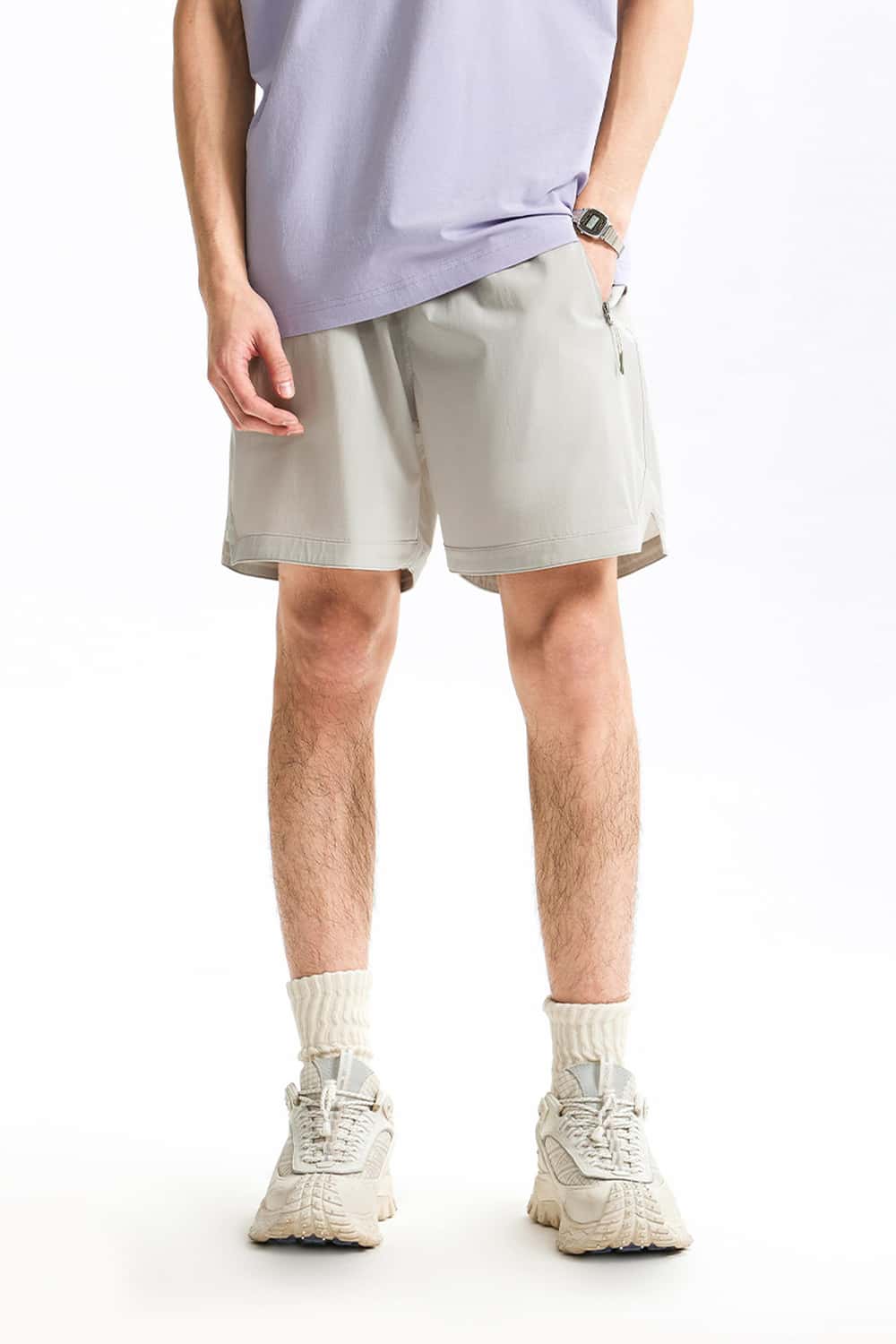 Lightweight Stretch Utility Shorts - Stone Gray