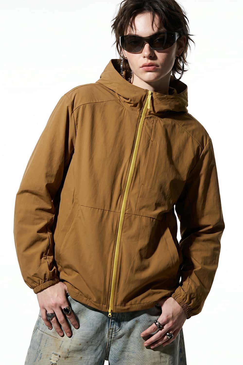 Lightweight Hooded Sun Jacket - Brown