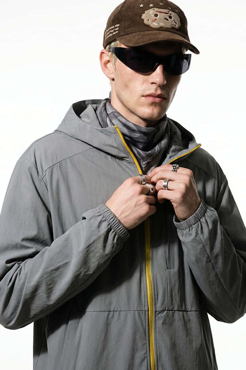 Lightweight Hooded Sun Jacket - Gray