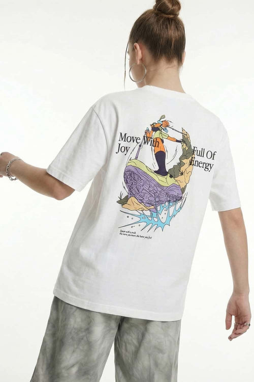 Back Graphic Cotton T-Shirt - White