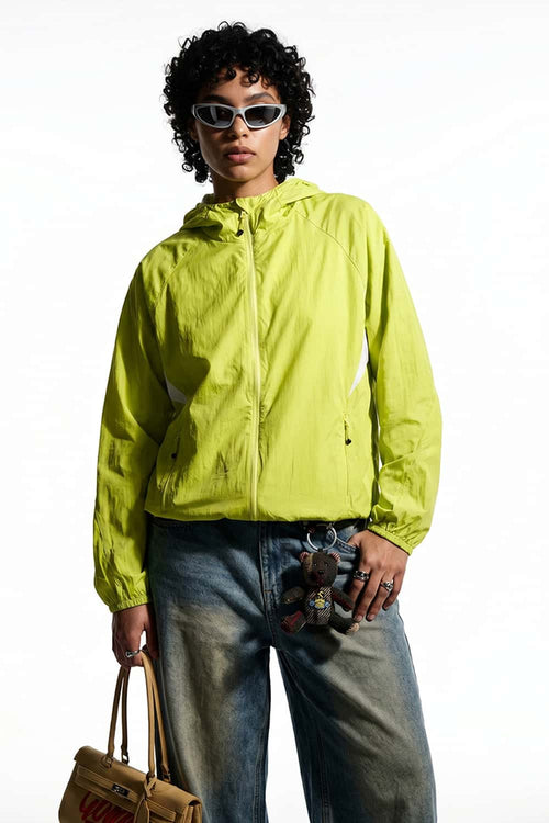 Lightweight Sun Hooded Shell Jacket - Yellow