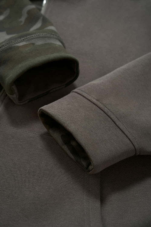 Camo Reversible Boxy Zip Hoodie - Dark Gray
