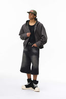 Camo Reversible Boxy Zip Hoodie - Dark Gray