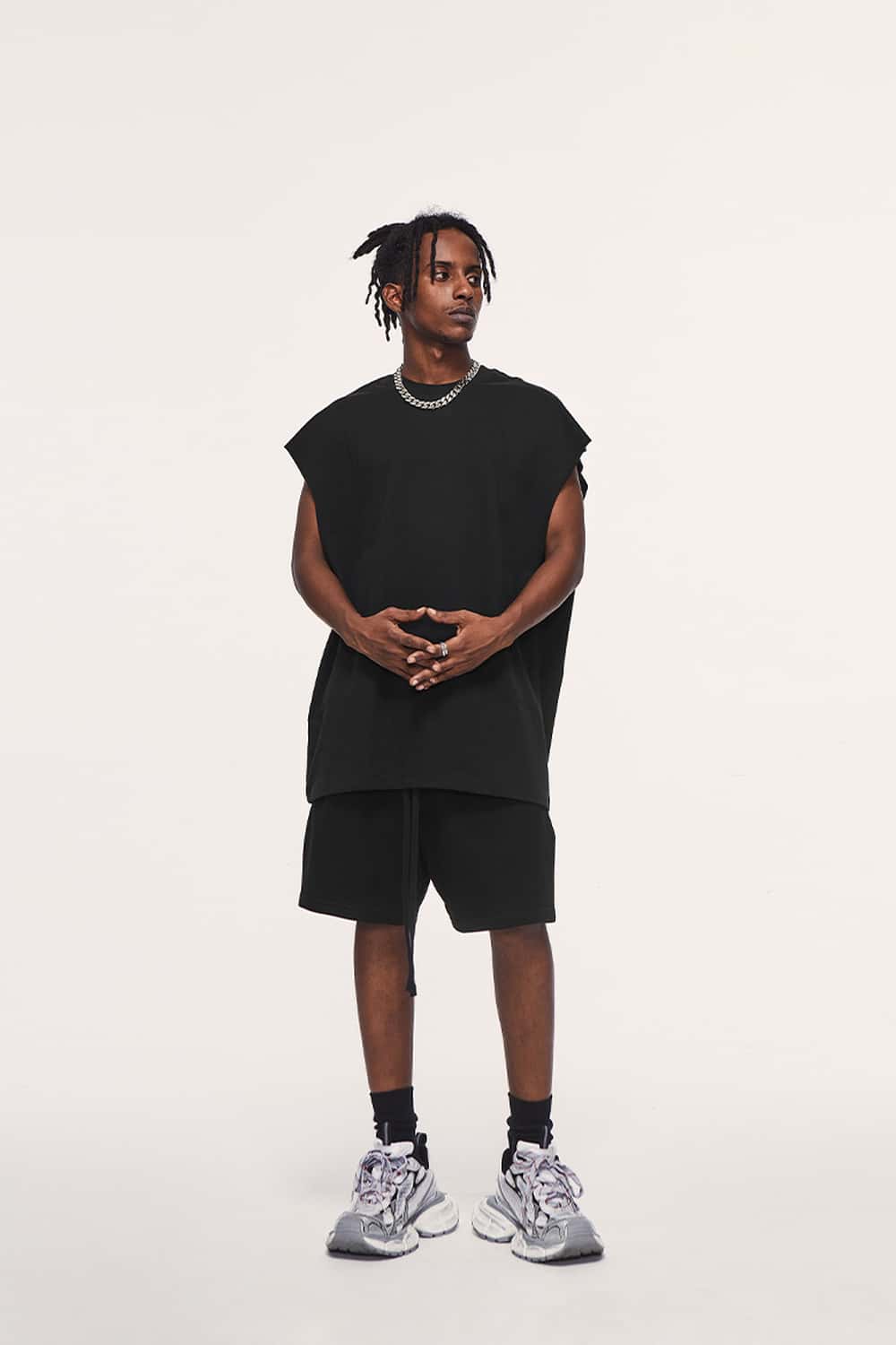 Heavyweight Sleeveless Cotton Tee - Black