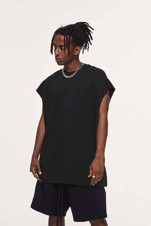 Heavyweight Sleeveless Cotton Tee - Black