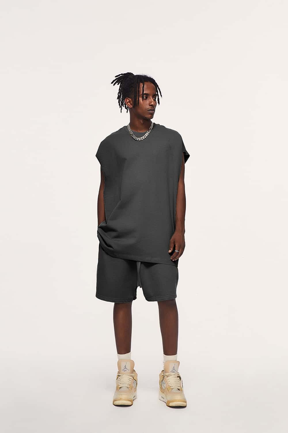 Heavyweight Sleeveless Cotton Tee - Charcoal