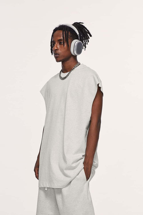 Heavyweight Sleeveless Cotton Tee - Oat Gray