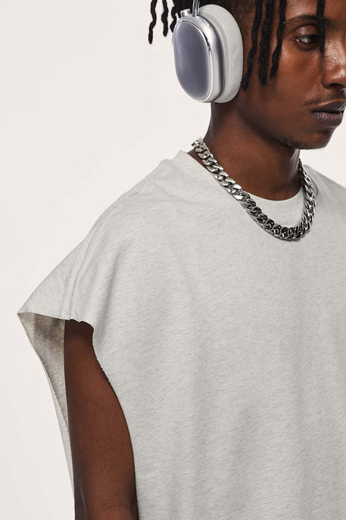 Heavyweight Sleeveless Cotton Tee - Oat Gray