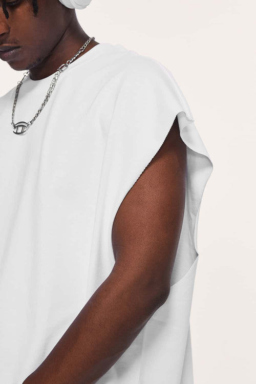 Heavyweight Sleeveless Cotton Tee - Teeth White