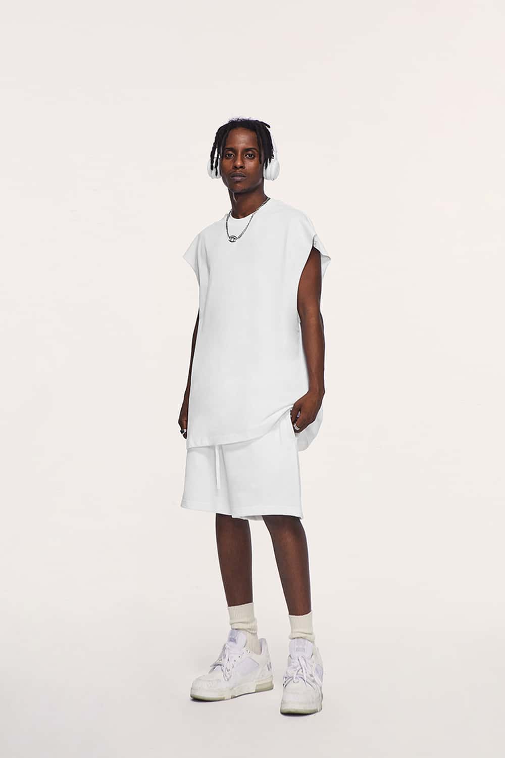 Heavyweight Sleeveless Cotton Tee - Teeth White