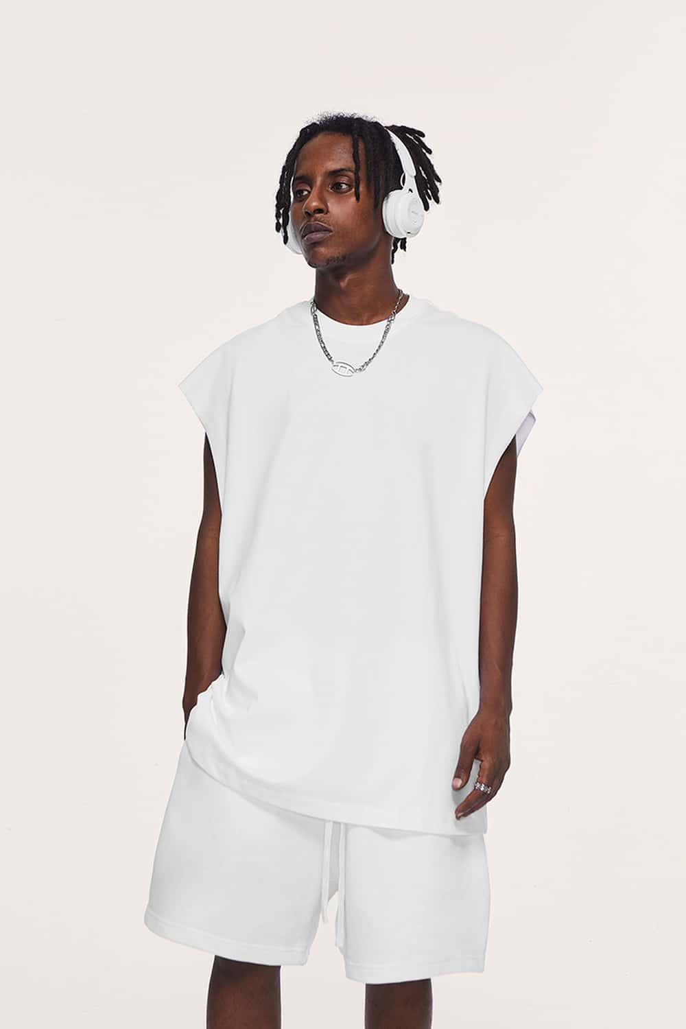 Heavyweight Sleeveless Cotton Tee - Teeth White