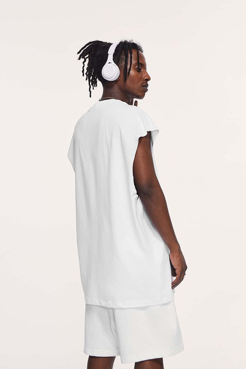 Heavyweight Sleeveless Cotton Tee - Teeth White