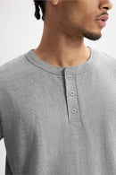 Heavyweight Cotton Henley Tee - Flower Gray