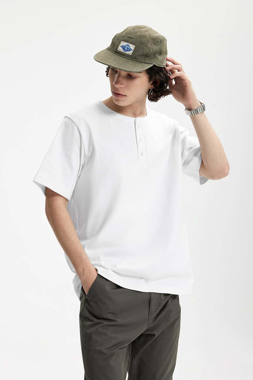 Heavyweight Cotton Henley Tee - Off White