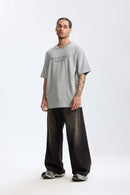 Heavyweight Chest Letter Graphic Tee - Flower Gray