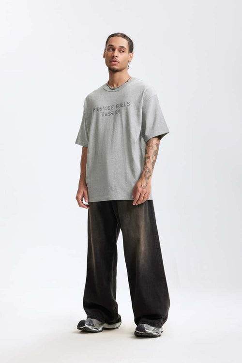 Heavyweight Chest Letter Graphic Tee - Flower Gray