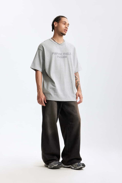 Heavyweight Chest Letter Graphic Tee - Flower Gray