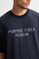 Heavyweight Chest Letter Graphic Tee - Navy Blue