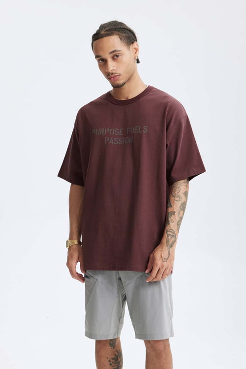 Heavyweight Chest Letter Graphic Tee - Reddish Brown