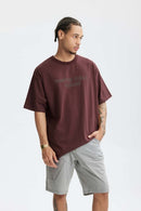 Heavyweight Chest Letter Graphic Tee - Reddish Brown