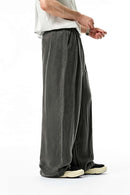 Draped Viscose Wide-Leg Pants - Dark Gray