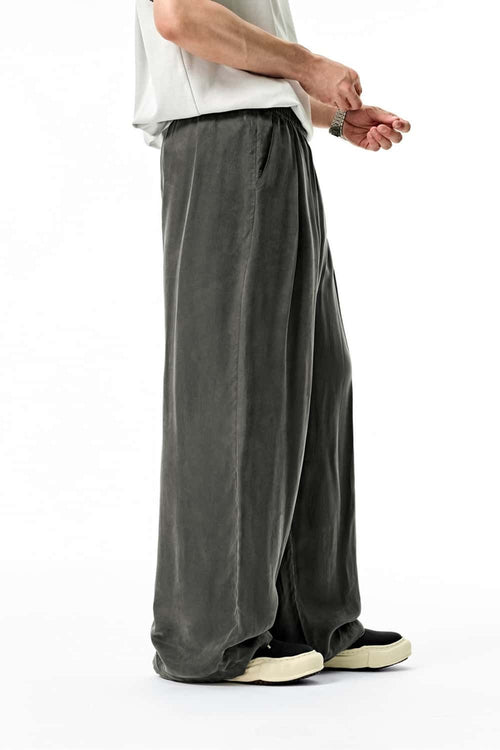 Draped Viscose Wide-Leg Pants - Dark Gray