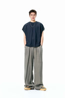 Draped Viscose Wide-Leg Pants - Light Gray