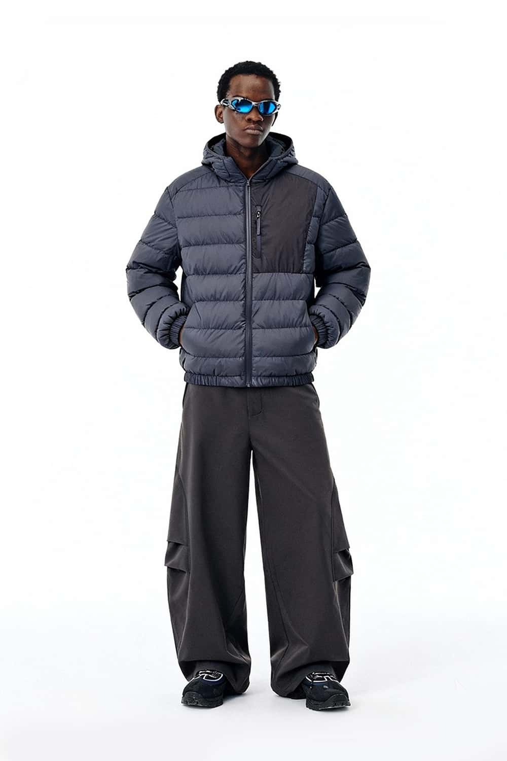 Packable Water-Repellent Hooded Puffer Jacket - Purple
